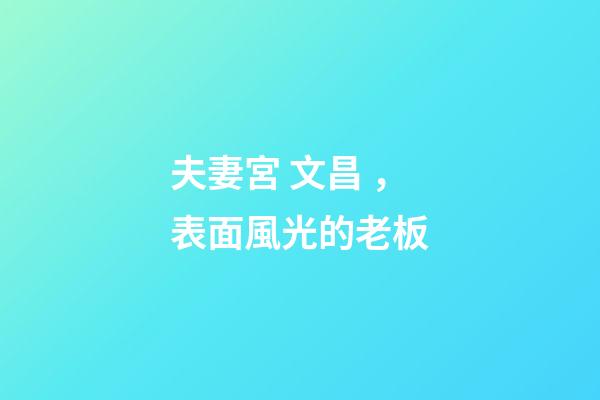 夫妻宮 文昌，表面風光的老板